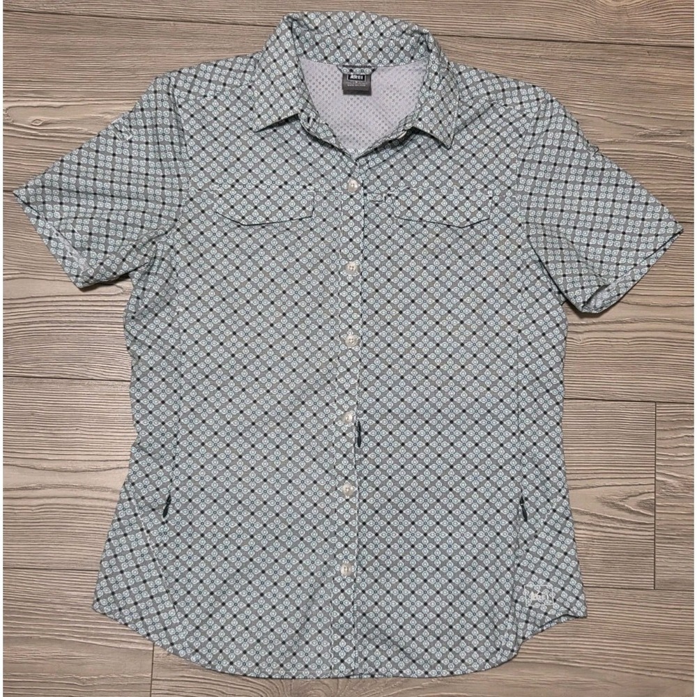 REI Women's Fishing Blue Grey‎ Button Up Shirt Size Small Hiking Outdoors